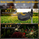Solar Lights Outdoor, 2 Pack Solar Firework Lights Outdoor – 150 LED, 8 Modes, IP65 Waterproof Garden Pathway Decor | Warm White Solar Powered Stake for Yard, Patio, Easter & Holiday Decoration