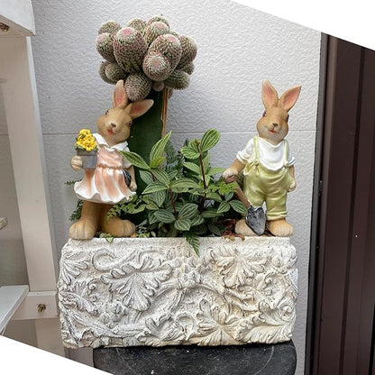 Rabbit Statues Outdoor, Bunny Garden Statue Patio Yard Deco Lucky Rabbit Outdoor Bunny Figurines and Statues Grandma Mom Women Gifts,8.1 inch (2 Pack)