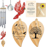 30'' Memorial Crystal Wind Chimes Loss of Mom Dad Grandparent Sympathy Cardinal Bird Keepsake Weatherproof Windchime Remembrance Gift in Memory Loved Ones for Window Outdoor Garden Decor HW2-LN