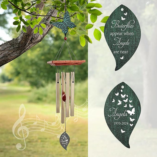 ASTARIN Cardinal Memorial Wind Chimes, Personalized 26" Small Metal Symphthy Wind Chime, Bereavement Gift for Loss of Loved One Father Mother, Dragonflie Damselflie Decor for Outside Patio Garden