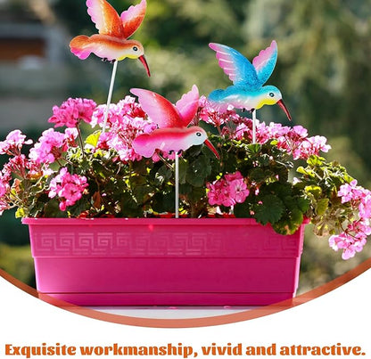 Yardwe Hummingbird Garden Stake Metal Decorative Outdoor Lawn Art 3.12 Inch Realistic Humming Bird Garden Pick for Patio Yard