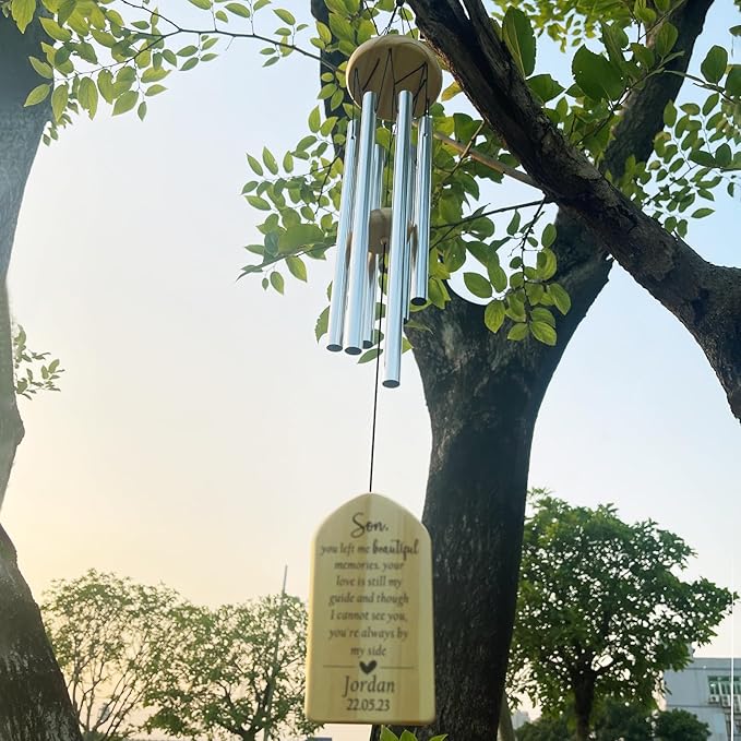 Memorial Wind Chimes, Personalized Windchimes in Memory of Son, Meaningful Bereavement/Memorial/Sympathy Gifts for Loss of Son, Personalized Sympathy Wind Chime for Condolence/Funeral