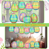 Jetec 12 Pcs 12 Inch Religious Easter Egg Inflatable Decorations Hanging Inflatable Easter Egg Outdoor Decorations Large Christian Eggs Spring Jesus is Risen Yard Decor for Church Lawn Garden