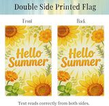 Hello Summer Sunflower Garden Flag 12x18 Inch Double Sided Bright Yellow Seasonal Outdoor Flag for Patio Porch Yard Decor