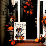 Halloween Garden Flags Trick or Treat Ghost Dog Yard Flag for Outside Decor Pumpkin Bat Spider Web Garden Flag Holiday Rottweiler Skeleton House Banner Outdoor Decoration for Home 12 x 18 Inch