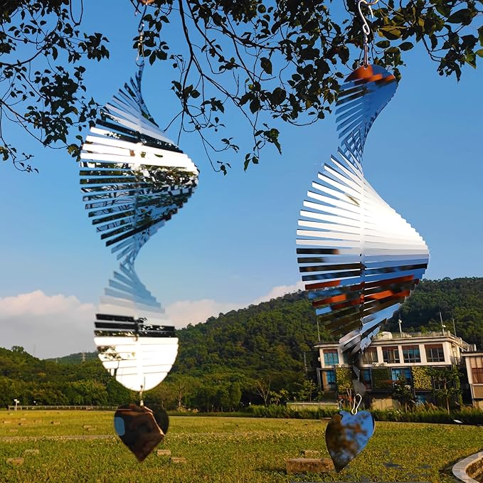 2pcs 15.8"x 5.9" Bird Deterren for Outside Patio Garden Porch Pool Window,Mirror High Reflective Bird Scare Devices Wind Spinners Outdoor Decor, to Keep Woodpecker Away from House