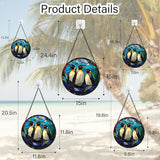 CHATYOUNG Stained Glass Window Hanging Blue Ocean Penguin Landscape Large 11.8" - Fine Suncatcher Door Garden Sun Catcher Decor Birthday Christmas for Mom Woman Nana Friend Men Wife