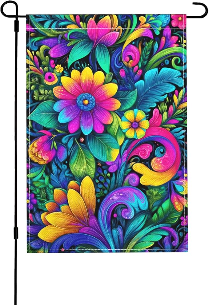 Mexican flower Garden Flag Seasonal Double Sided 12 x 18 Inch Small Yard Flag for Indoor Outdoor Decor Holiday All Seasons