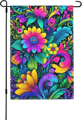 Mexican flower Garden Flag Seasonal Double Sided 12 x 18 Inch Small Yard Flag for Indoor Outdoor Decor Holiday All Seasons