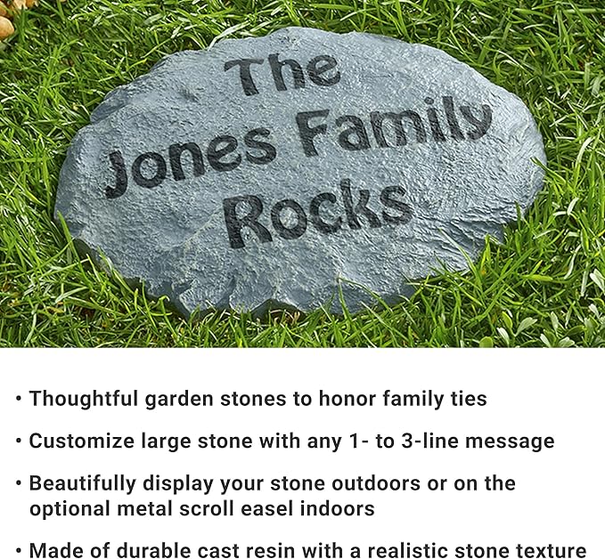 Let's Make Memories Personalized Rockin' Family Garden Stones - Garden Décor - Large - Customize Message
