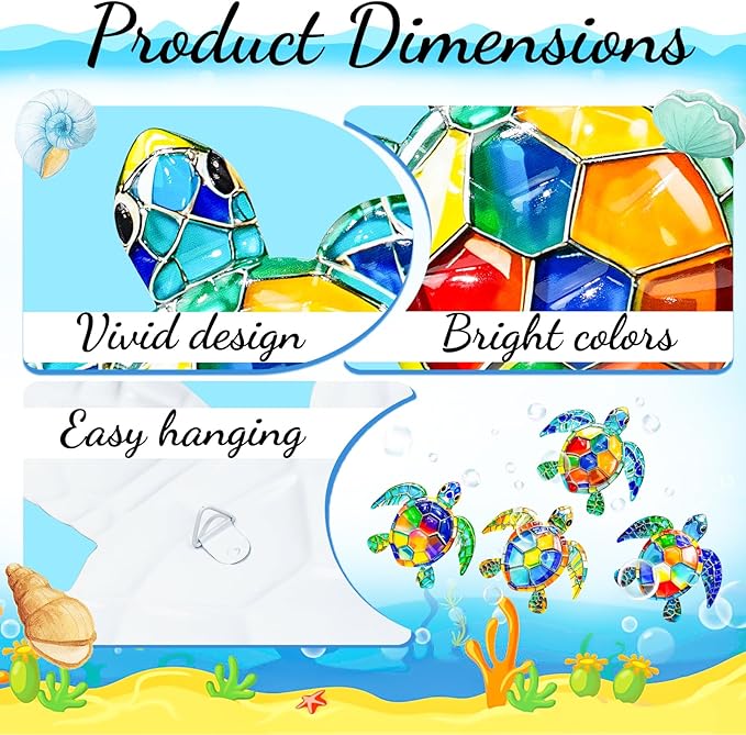 FaloStwer Metal Beach Wall Decor Art, 3D Colorful Sea Turtle Fish Crab and Seahorse Outdoor Sculptures, Ocean Themed Outside Decor for Patio Pool Bathroom Yard Farmhouse Fence Deck (Sea Turtle)