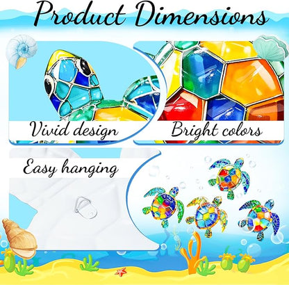 FaloStwer Metal Beach Wall Decor Art, 3D Colorful Sea Turtle Fish Crab and Seahorse Outdoor Sculptures, Ocean Themed Outside Decor for Patio Pool Bathroom Yard Farmhouse Fence Deck (Sea Turtle)