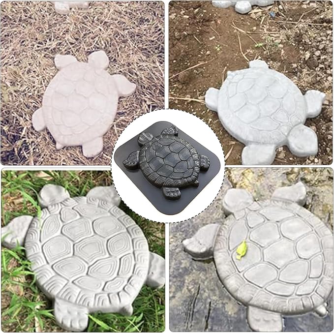 Concrete Molds DIY Unique Turtle Shape Stepping Stone Molds Reusable Personalized Garden Decor Tortoise Pavement Mold for Crafting Statue, Pathway, Stepping Stones