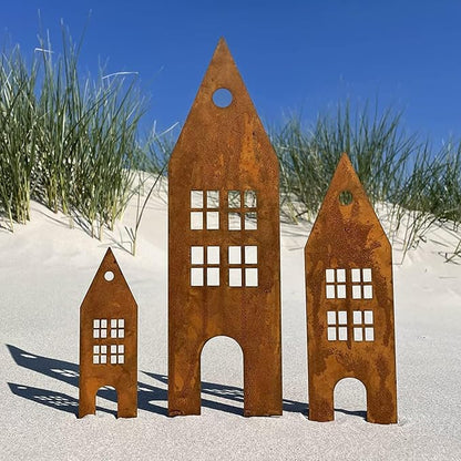 Realistic Rusty Castles Statue Figurines Stake for Spring Indoor and Outdoor Decoration Decorative Statue Vintage Garden Ornaments