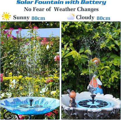 AISITIN 3.5W Solar Bird Bath Fountain with Built-in 1800mAh Battery, Solar Water Pump with 8 Nozzles, Solar Powered Fountain for Garden, Birdbath, Pond, and Outdoor Decor