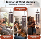 32 Inch Memorial Wind Chime Outdoor, w/Heart Shaped Photo Holder for Bereavement or Pet Remembrance, Wind Chimes for Loss of Loved One, Wind Chimes Outdoor for Porch, Garden, Cemetery - Bronze