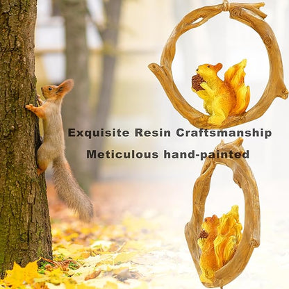 Squirrel Wind Chimes for Outside Resin Hanging Decor for Outdoor Patio Backyard Porch Home or Garden Decor. 32 Inch Bronze