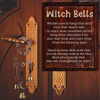 62 Pcs Witch Bells DIY Kit for Door Knob for Protection Witch Bell Witchy Decor Hanging Witchcraft Decorations Witches Wind Chimes Decor