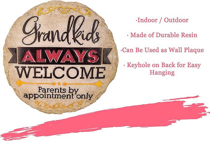 Spoontiques - Garden Décor - Grandkids Welcome Stepping Stone - Decorative Stone for Garden