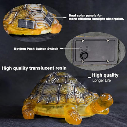 TIJNN Solar Turtle Lights Deck Decorative Lighting Statue Lawn Patio Backyard Outdoor Garden Decoration Housewarming Gift