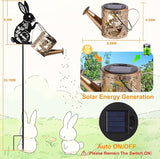 LOVERUIS Garden Statues Bunny with Solar Watering Can Lights, Cute Outdoor Bunny Figurines Garden Decor for Patio Yard Lawn Ornaments, Unique Gift for Women Mom Grandma