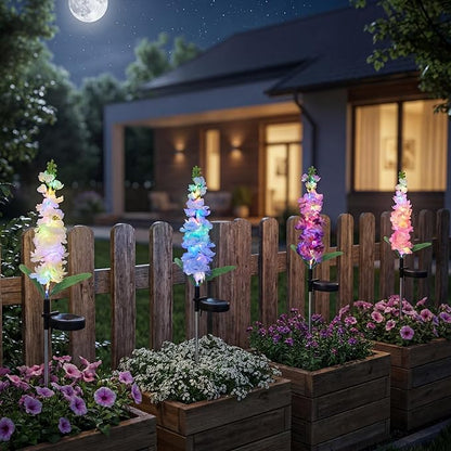 Solar Flower Lights Outdoor - 4 Packs 80 LEDs Upgraded Solar Powered Lights for Garden Patio Yard Pathway Decor - Waterproof Outside Solar Flower Decoration - Gift for Women Mom Grandma