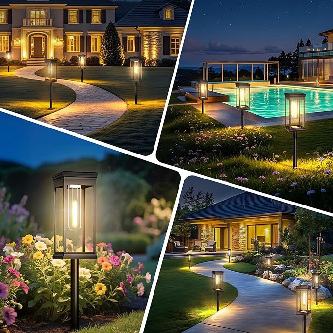 Upgraded Square Solar Pathway Lights Outdoor 8 Pack, IP65 Waterproof, Solar Lights Outdoor Pathway Square with Auto On/Off Warm White LED, 12-14H Landscape Lighting for Walkway Garden Driveway Decor