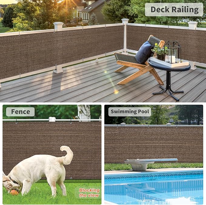 LOVE STORY Balcony Privacy Screen, 3'x3' Deck Shield Screen Fence Cover,UV Protection and Weather-Resistant,3 FT Height for Deck, Patio, Backyard, Outdoor Pool, Porch, Railing, Brown