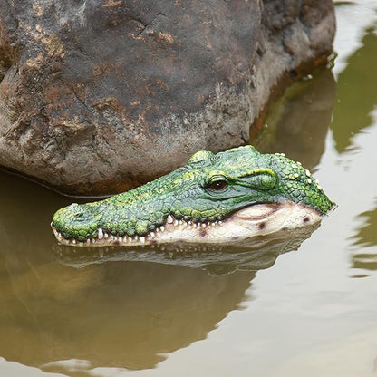 Realistic Floating Alligator Head Decoy for Ponds & Pools - Premium Quality Crocodile Decor, Duck Deterrent, Garden & Yard Animal Protector, Lifelike Predator Replica
