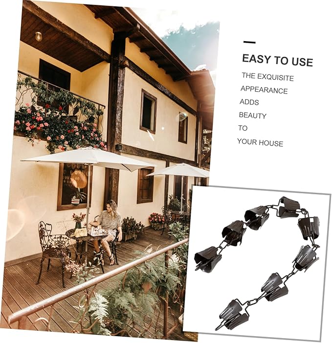 Gutter Rain Chain Metal Art Rain Chain Flower Shape Bell Decor Decorative Downspout Rain Chain for Outside