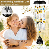 Sympathy Gift Memorial Wind Chimes - Windchime in Loving Memory of Loved One, Bereavement Gifts for Loss of Mom/Dad, Condolences Grief Remembrance Funeral Grieving, Sunflower