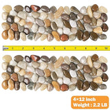 River Rock Stepping Stones Outdoor for Garden Walkway, 5 Pcs 12" L x 4" W Rectangle Shape Paver Step Stones Polished Pebble River Stone Mat for Yard Lawn Patio Pathway Walk Way - Multi-color