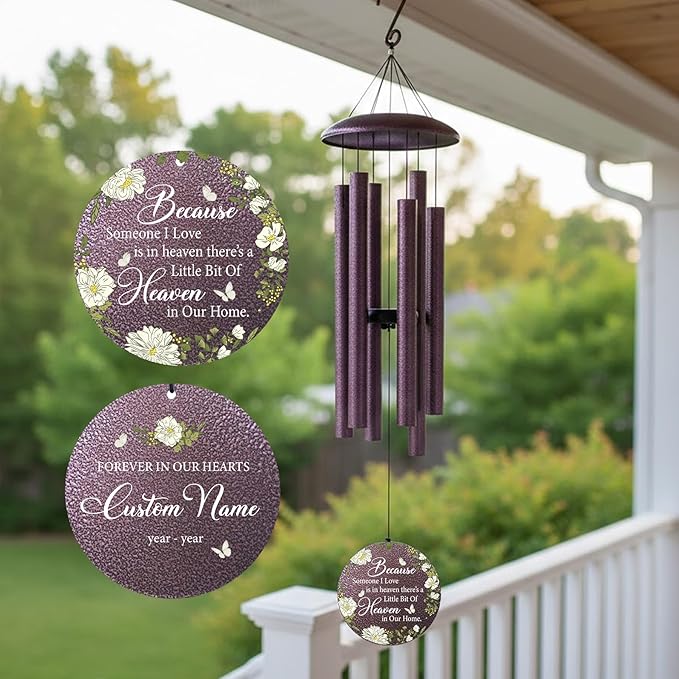 Memorial Wind Chimes Personalized, Memorial Gifts for Loss of Loved One Mother Father, Sympathy Wind Chime for Bereavement Remembrance Condolences