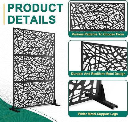 72" H×47" W Metal Privacy Screen Outdoor Privacy Screen Freestanding, Outdoor Privacy Screens and Panels for Patio Lawn Deck(Consists of 3 Panels)