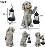 Dog Statue Garden with Solar Lantern - Ideal Gifts for Outdoor Patio, Figurine for Dogs – Gift for Mom, Grandma, Dog Lovers,Birthdays Housewarming Present