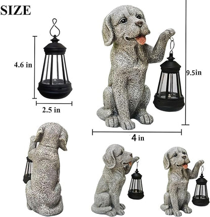 Dog Statue Garden with Solar Lantern - Ideal Gifts for Outdoor Patio, Figurine for Dogs – Gift for Mom, Grandma, Dog Lovers,Birthdays Housewarming Present