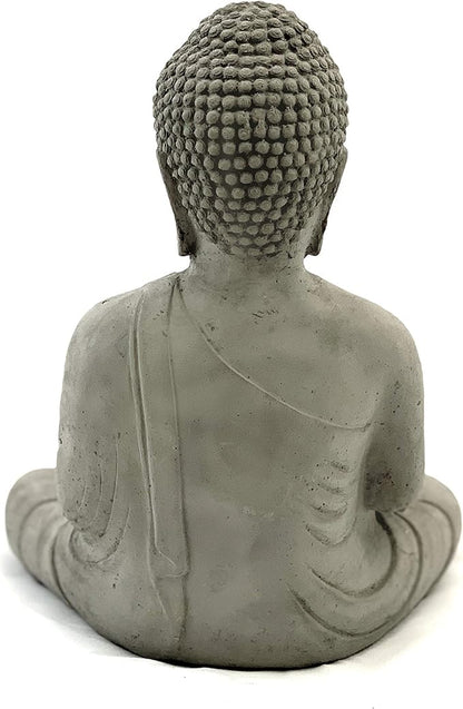 Vintage Master Buddha: Solid Durable Stone Statue with Aged Texture. Perfect Home Design & Sealed for Outdoor Use. Handcrafted USA. (Antique/Gray)
