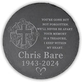 Memorial Garden Stone - Personalized Bereavement Gift for Loss of Loved One - Round - 'You're Gone but Not Forgotten'