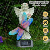 Starryfill Solar Angel Garden Statue with Color Changing Dragonfly Lights - 12 Inch Hand-Painted Resin Figurine, Auto Dusk-to-Dawn Waterproof Outdoor Decor for Patio, Yard, Lawn, Memorial Mother Gift