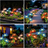Solar Garden Flower Lights Outdoor,4 Pack 4 Colors Spider Lily Waterproof with Glowing Stems,Elegant Yard & Patio Decor,Ideal Mother's Day & Gardening Ornament or Gifts for Women,Mothers &Grandma