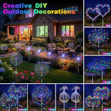 btfarm 1 Pack Solar Garden Lights Outdoor, 8 Modes Firework Lights Solar Powered, Waterproof Twinkle Fairy Light Outside for Yard Patio Pathway Pool Christmas Party Decorative, Multicolor