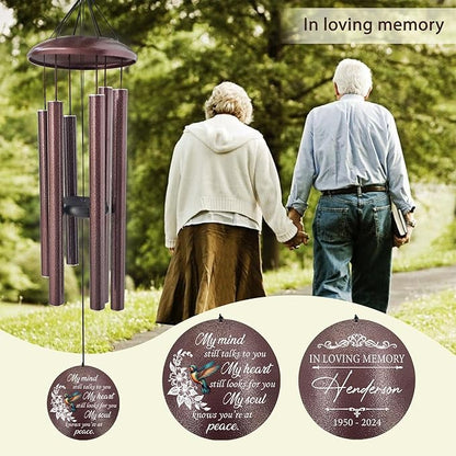 ASTARIN 36" Large Deep Tone Personalized Sympathy Wind Chimes, Memorial Wind Chime for Loss of Mother Father Loved One, Bereavement Gifts Decor Outdoor Patio Garden Graveyard, Produced in USA