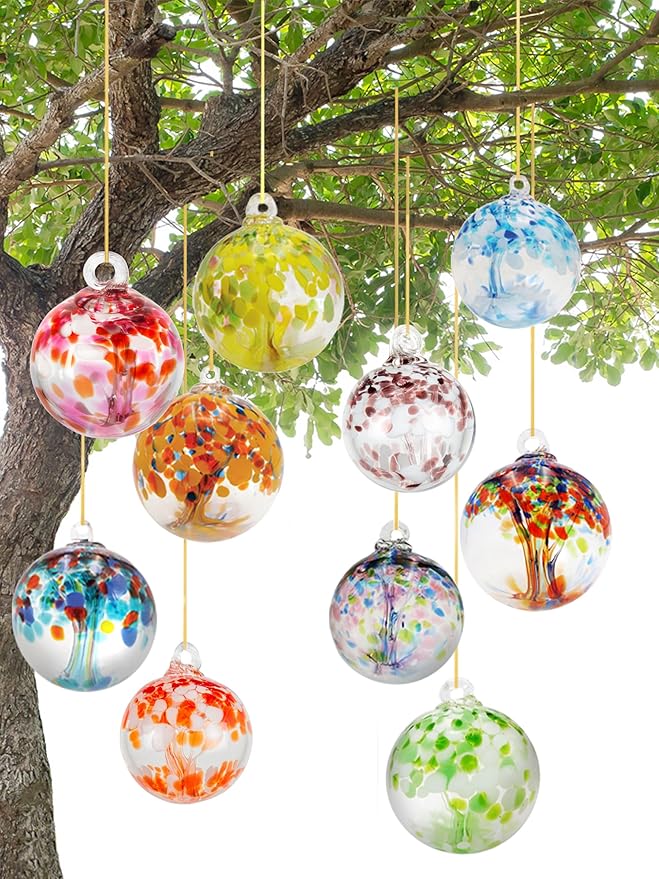 Dale Tiffany Hand Blown Glass, 3" Diameter Blush, Tree of Life Collection, Witch Globe Hanging Garden Indoor/Outdoor Decorative Ornament Gazing Ball