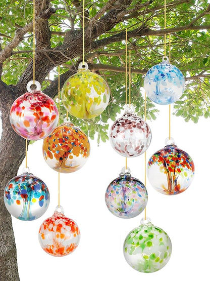Dale Tiffany Hand Blown Glass, 4" Diameter Enchanted, Tree of Life Collection, Witch Globe Hanging Garden Indoor/Outdoor Decorative Ornament Gazing Ball