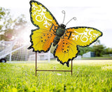 Linfevisi Metal Butterfly Garden Stakes Decor Spring Decorative Butterflies Yard Stake Lawn Ornaments Garden Decor Yard Art Decor Outdoor 18.5 Inch (Yellow)