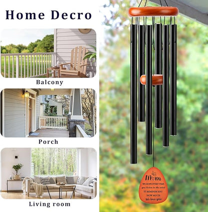 Wind Chimes Birthday Gifts for Mom from Daughter Son, Mama Gifts, Mothers Day Gifts for Mom from Daughter Son, 32" Black