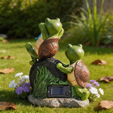 Frog Garden Decor, Solar Garden Lights Frog Statue, 9.25'' Frog Outdoor Decor, Outdoor Frog Figurines Decorations for Patio Yard Lawn Ornaments, Gifts for Birthday Housewarming Mothers Day ﻿