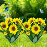 DDQ Metal Agave Plant Outdoor Decor with Artificial Flowers, Mexican Style Garden Sculpture, Waterproof Yard Art for Patio Lawn, Multiple Flower Options (Green Agave + Sunflower/Red/Yellow/Purple)