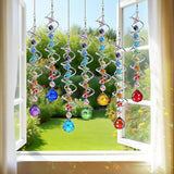 H&D HYALINE & DORA 7 Pack Crystal Suncatchers for Windows Hanging Gazing Ball Spiral Tail Wind Spinners Stainless Steel Hanging with Swivel Hook for Yard and Garden Indoor Home Decor