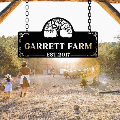 Personalized Metal Farm Sign, Customized Family Name Ranch Sign, Large Last Name Sign for Farmhouse Decoration, Outdoor Farm Wall Art, Welcome Sign, Entrance Gate Sign, Farm Lovers Gift, Garden Decor